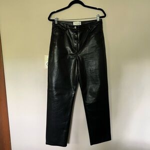 Aritzia Melina Black Leather Pants — Size 10